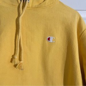 Champion Reverse Weave Yellow Hoodie Sweatshirt